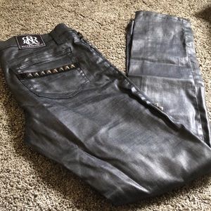 Rock & Republic black Crazy Bi@#h shiny jeans
